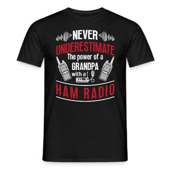 Ham Radio Never Underestimate The Radio Operator - Men's T-Shirt - black - Front - AI Model Male 178 light (178cm)