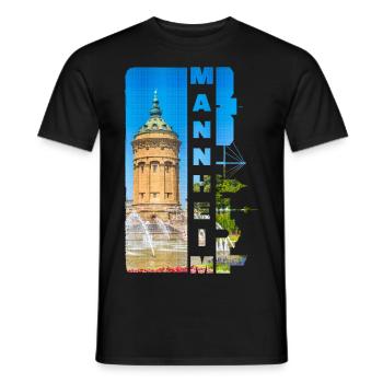 Mannheim Germany City Skyline Home Love - Men's T-Shirt - black - Front - AI Model Male 178 light (178cm)