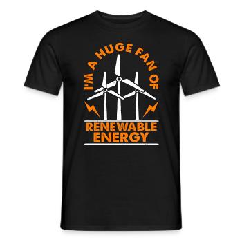Wind Turbine Tech I'm A Huge Fan Renewable Energy - Men's T-Shirt - black - Front - AI Model Male 178 light (178cm)