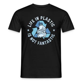 Recycling Life In Plastic Is Recycle Bin Recycler - Men's T-Shirt - black - Front - AI Model Male 178 light (178cm)