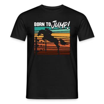Saut d’obstacles Born To Jump Retro Equine Show Jumper - T-shirt homme - noir - Devant - AI Model Male 178 light (178cm)