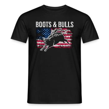 Bull Riding Boots & Bulls Rodeo Cowboy Bull Rider - Männer T-Shirt - Schwarz - Vorne - AI Model Male 178 light (178cm)