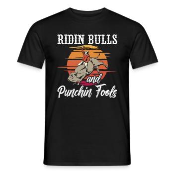 Bull Riding Ridin Bulls And Retro Rodeo Bull Rider - Männer T-Shirt - Schwarz - Vorne - AI Model Male 178 light (178cm)