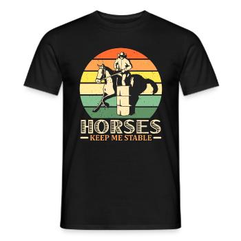 Barrel Racing Horses Keep Me Stable Retro Cowboy - Männer T-Shirt - Schwarz - Vorne - AI Model Male 178 light (178cm)