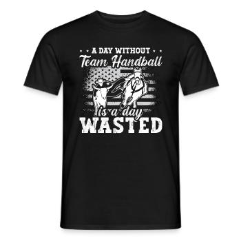 Steer Wrestling Une journée sans rodéo de handball par équipe - T-shirt homme - noir - Devant - AI Model Male 178 light (178cm)