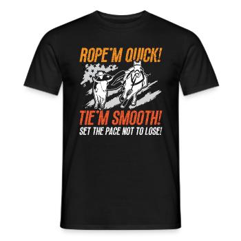 Steer Wrestling Rope’m Quick Tie’m Smooth Rodeo - T-shirt homme - noir - Devant - AI Model Male 178 light (178cm)