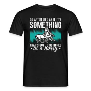 Cutting Horse Go After Life As If Rodeo Horseman - Men's T-Shirt - black - Front - AI Model Male 178 light (178cm)