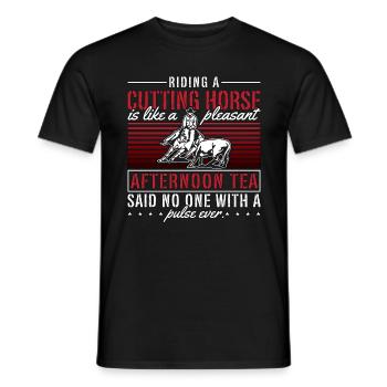 Cutting Horse Riding A Cutting Horse Steer Roping - Men's T-Shirt - black - Front - AI Model Male 178 light (178cm)