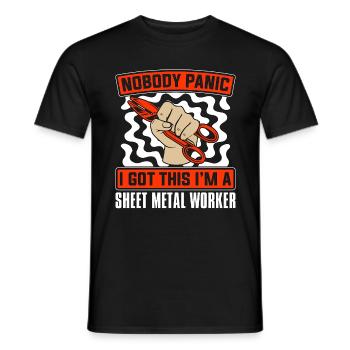 Sheet Metal Worker Nobody Panic I Got This Welder - Men's T-Shirt - black - Front - AI Model Male 178 light (178cm)