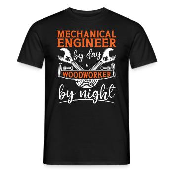 Mechanical Engineer By Day Woodworker Car Mechanic - Men's T-Shirt - black - Front - AI Model Male 178 light (178cm)