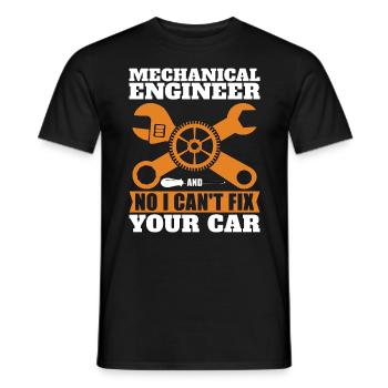 Ingénieur mécanique Non Je ne peux pas réparer Mécanicien automobile - T-shirt homme - noir - Devant - AI Model Male 178 light (178cm)