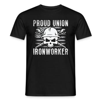 Syndicat des monteurs de charpentes métalliques fiers Métallurgistes soudés - T-shirt homme - noir - Devant - AI Model Male 178 light (178cm)