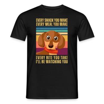 WATCHING DACHSHUND - Men's T-Shirt - black - Front - AI Model Male 178 light (178cm)