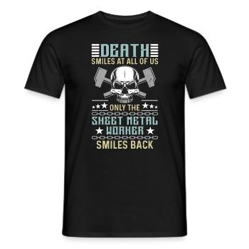 Sheet Metal Worker Death Smiles At All Of Mechanic - Men's T-Shirt - black - Front - AI Model Male 178 light (178cm)