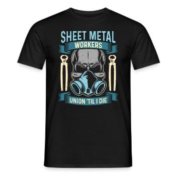 Syndicat des travailleurs de la tôlerie jusqu’à ce que les fabricants - T-shirt homme - noir - Devant - AI Model Male 178 light (178cm)