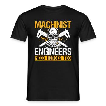 Machiniste parce que les ingénieurs ont besoin d’un tourneur - T-shirt homme - noir - Devant - AI Model Male 178 light (178cm)