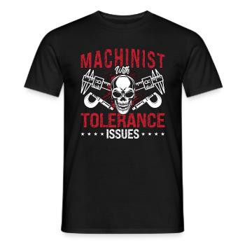 Machiniste avec des problèmes de tolérance Opérateur de machine - T-shirt homme - noir - Devant - AI Model Male 178 light (178cm)