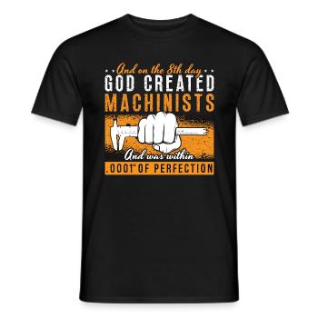 Machiniste et machinistes d’usinage du 8e jour - T-shirt homme - noir - Devant - AI Model Male 178 light (178cm)