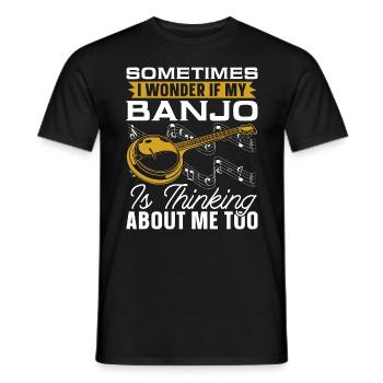 Banjo Sometimes I Wonder If My Musical Instrument - Men's T-Shirt - black - Front - AI Model Male 178 light (178cm)