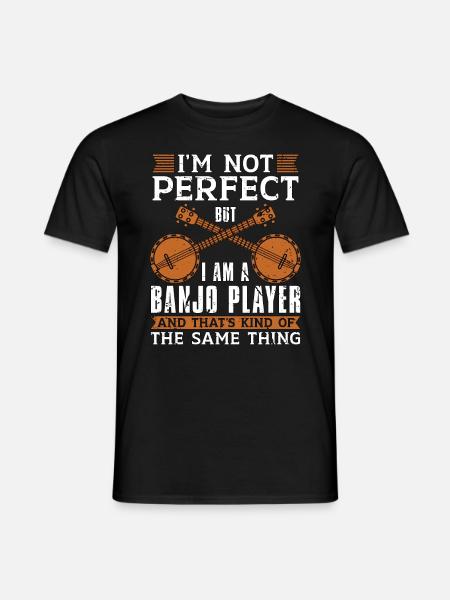 Banjo Jeg er ikke perfekt, men folkemusik banjospiller - Mænd T-shirt - sort