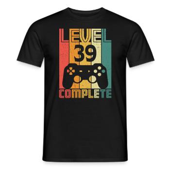 39. Geburtstag Gamer Level 39 Complete 39 Jahre - Männer T-Shirt - Schwarz - Vorne - AI Model Male 178 light (178cm)