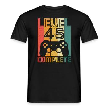 45th birthday Gamer Level 45 Complete 45 years - Men's T-Shirt - black - Front - AI Model Male 178 light (178cm)