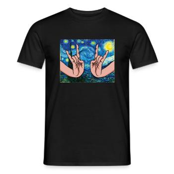 Japanese Rock Hands In The Starry Night - Men's T-Shirt - black - Front - AI Model Male 178 light (178cm)
