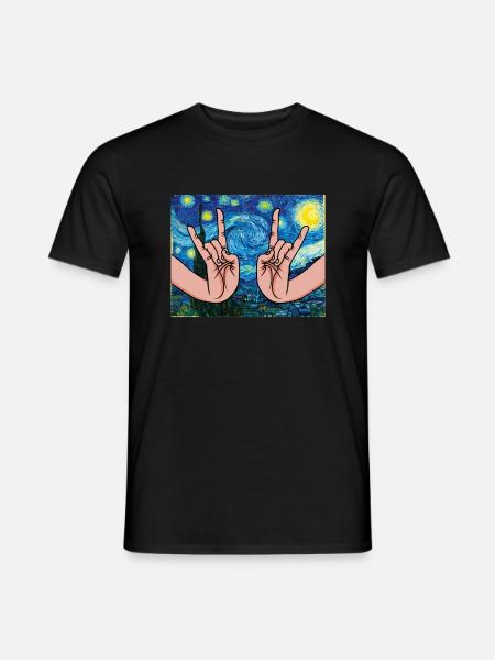 Japanske rockhænder i stjernenatten - Mænd T-shirt - sort