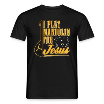 Mandoline Je joue de la mandoline pour la musique country de Jésus - T-shirt homme - noir - Devant - AI Model Male 178 light (178cm)