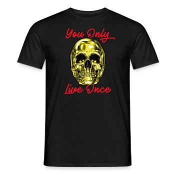 Skull You Only Live Once YOLO Gold - Men's T-Shirt - black - Front - AI Model Male 178 light (178cm)