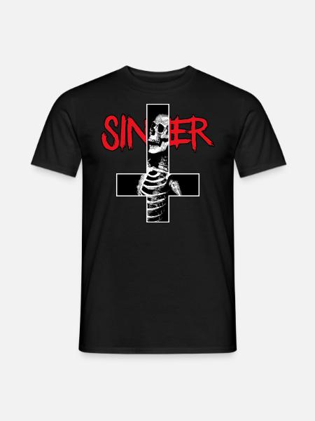 Inverted Cross Of Sinner With Skull And Skeleton - Men's T-Shirt - black