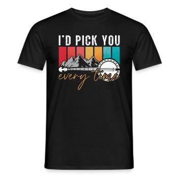 Banjo I’d Pick You Retro Instrument Banjo Player - T-shirt homme - noir - Devant - AI Model Male 178 light (178cm)