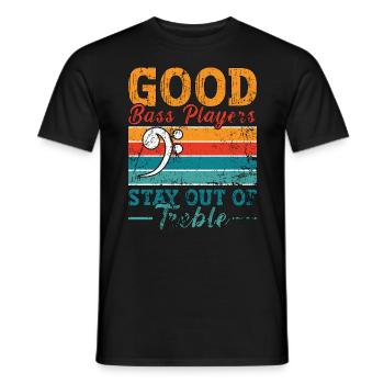 Bass Guitar Good Bass Players Stay Retro Guitarist - Männer T-Shirt - Schwarz - Vorne - AI Model Male 178 light (178cm)