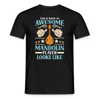 Mandoline C’est ce qu’une musique Bluegrass géniale - T-shirt homme - noir - Devant - AI Model Male 178 light (178cm)