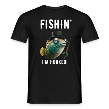 Vintage Fish Fishin - Lustiger Angelfischer - Männer T-Shirt - Schwarz - Vorne - AI Model Male 178 light (178cm)