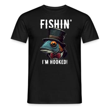 Vintage Fishin I'm Hooked - Lustiges Angeln - Männer T-Shirt - Schwarz - Vorne - AI Model Male 178 light (178cm)