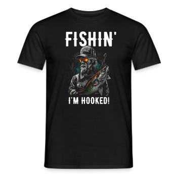 Poisson pêcheur cool Je suis accroché - T-shirt homme - noir - Devant - AI Model Male 178 light (178cm)