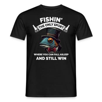 Retro Angeln lustig - Männer T-Shirt - Schwarz - Vorne - AI Model Male 178 light (178cm)