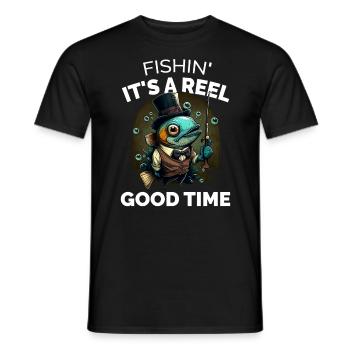 Fishin ist eine gute Zeit - Männer T-Shirt - Schwarz - Vorne - AI Model Male 178 light (178cm)