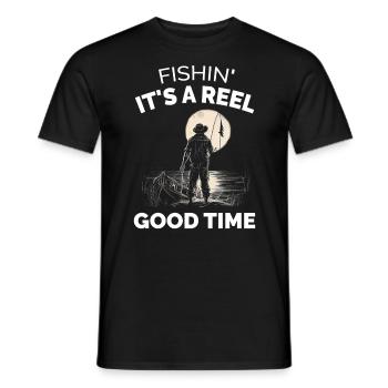 Fishin ist eine gute Zeit - Männer T-Shirt - Schwarz - Vorne - AI Model Male 178 light (178cm)