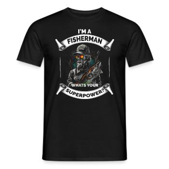 Lustiger Opa Papa Angelfischer - Männer T-Shirt - Schwarz - Vorne - AI Model Male 178 light (178cm)