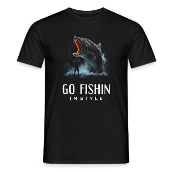 Gehen Sie stilvoll angeln - Männer T-Shirt - Schwarz - Vorne - AI Model Male 178 light (178cm)