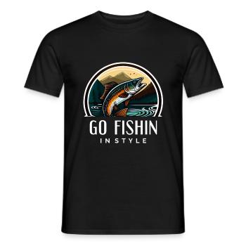 Gehen Sie stilvoll angeln - Männer T-Shirt - Schwarz - Vorne - AI Model Male 178 light (178cm)