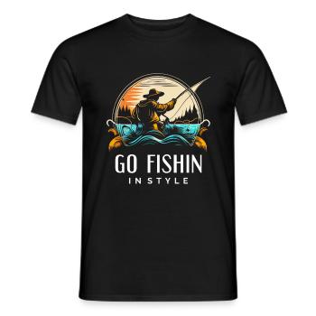Gehen Sie stilvoll angeln - Männer T-Shirt - Schwarz - Vorne - AI Model Male 178 light (178cm)