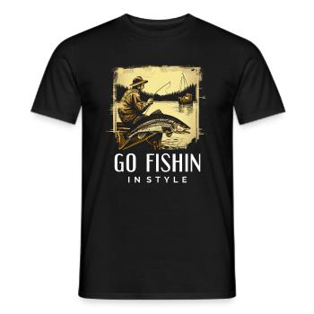Allez pêcher avec style - Drôle de pêcheur - T-shirt homme - noir - Devant - AI Model Male 178 light (178cm)