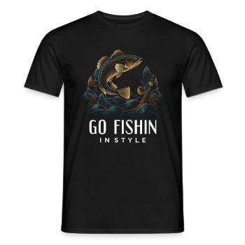 Lustiges Angeln - Angeln mit Stil - Männer T-Shirt - Schwarz - Vorne - AI Model Male 178 light (178cm)