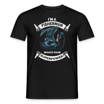Lustiger Angelfischer - Männer T-Shirt - Schwarz - Vorne - AI Model Male 178 light (178cm)