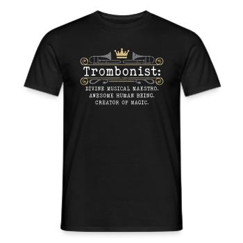 Trombone Trombonist Divine Musical Wind Instrument - Männer T-Shirt - Schwarz - Vorne - AI Model Male 178 light (178cm)