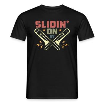 Trombone Slidin' On By Marching Band Trombonist - Men's T-Shirt - black - Front - AI Model Male 178 light (178cm)