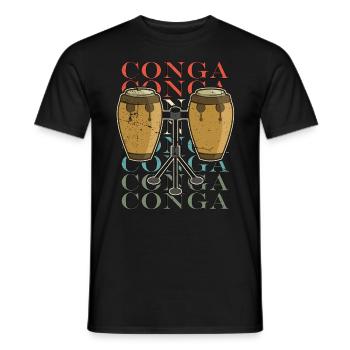 Conga Percussion Instrument de Musique Joueur de Conga - T-shirt homme - noir - Devant - AI Model Male 178 light (178cm)